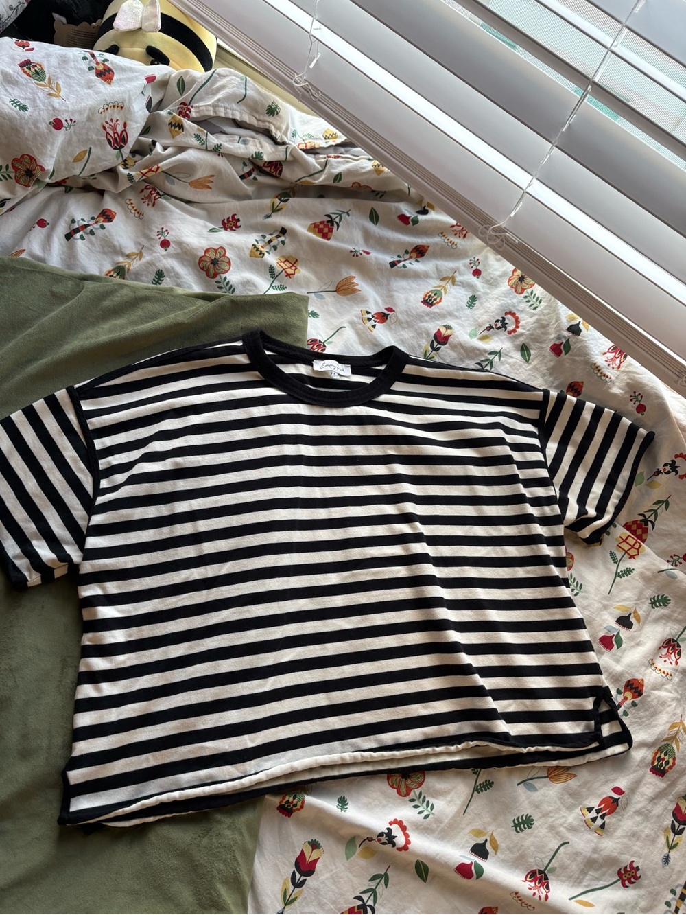 emory park Black & White Striped Short Sleeve Tee